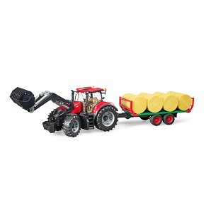 CASE IH Optum 300 CVX s čelním nakladačem a přepravníkem balíků - Bruder 3198