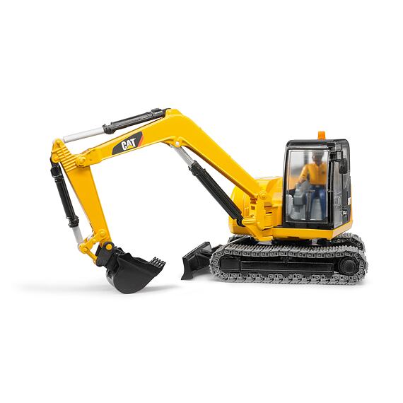 Minibagr CAT s figurkou stavebního dělníka - Bruder 2466