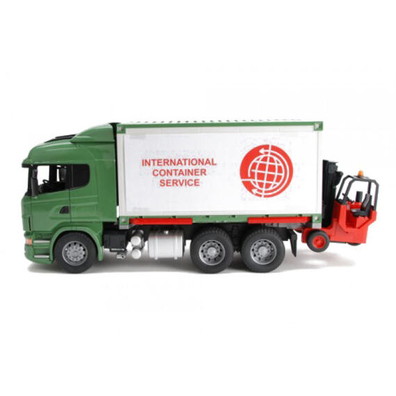 Scania R s kontejnerem a vysokozdvižným vozíkem - Bruder 3580