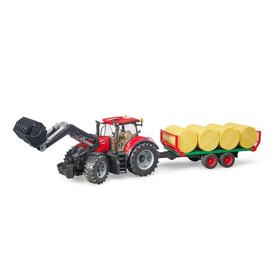 CASE IH Optum 300 CVX s čelním nakladačem a přepravníkem balíků - Bruder 3198