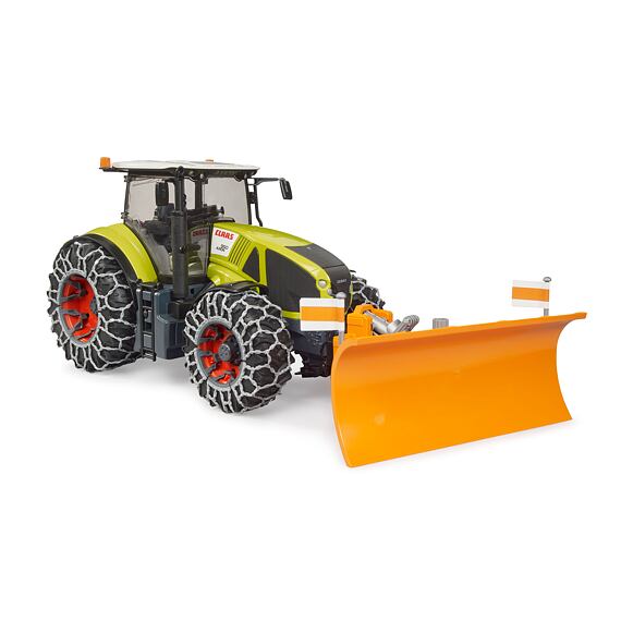 Claas Axion 950 se sněhovými řetězy a radlicí - Bruder 3018